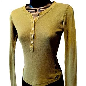 Abercrombie & Fitch Ribbed Knit Henley Long-Sleeve Top